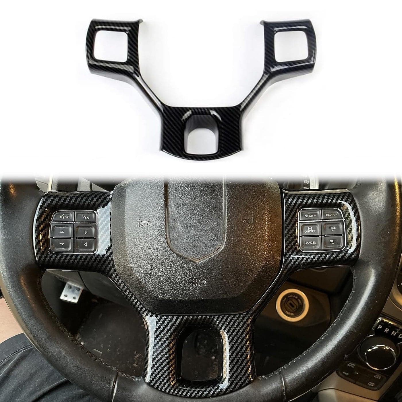 Steering Wheel Interior Cover Trim fit 20112018 Dodge RAM 1500 2500 3500 Accessories Carbon Fiber Pattern