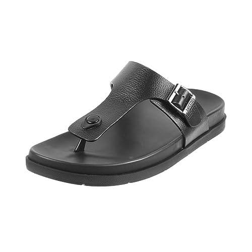 Metro Men Black Flat Casual/Comfort Synthetic Leather Chappal UK/7 EU/41 (16-761)