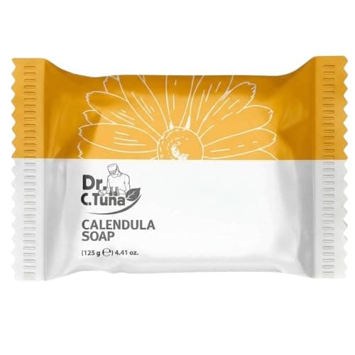 FARMASi Dr. C. Tuna Calendula Soap Bar, Calendula Oil and Chamomile Extract Formula for Face Body and Hands, Gentle Cleansing Bar, Hydrating Skin Care, Vegan, Paraben & SLS Free, 4.41 oz