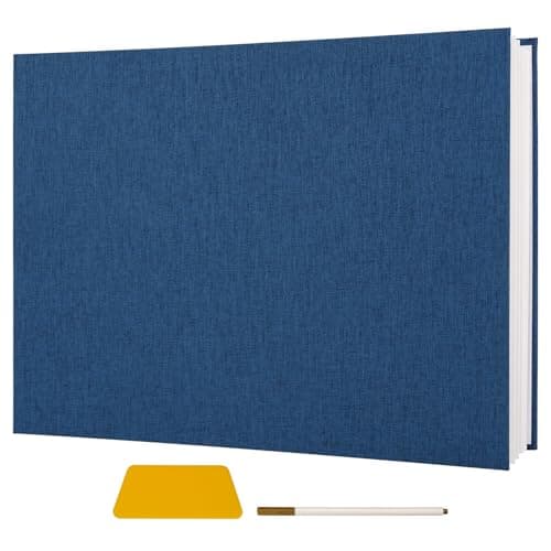 Vienrose Extra Large Self Adhesive Photo Album for 11 x 14 Photos Navy Blue Art Portfolio Binder Graduation School Memory Book Certificate Presentation Binder 10 Sheets 20 Pages 12x164