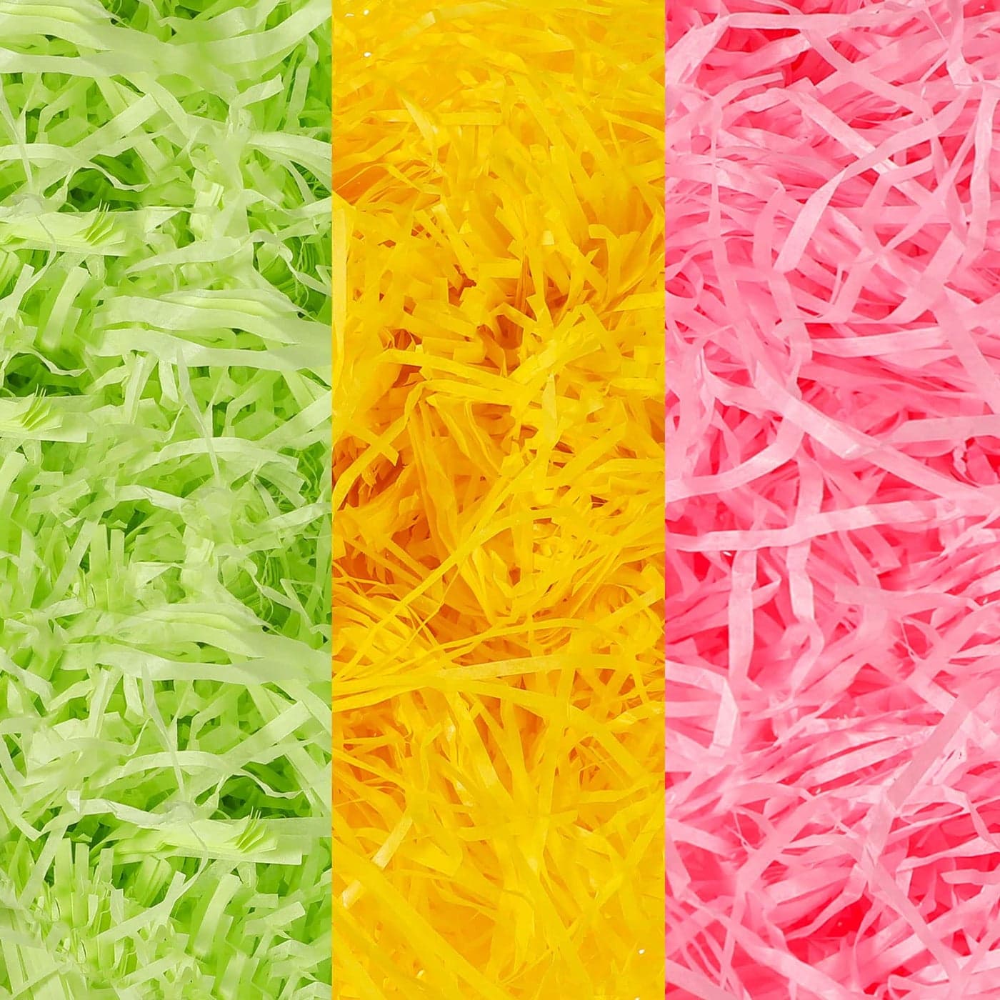 Zonon Raffia Grass Filler Paper Shreds for Gift Packaging Gift Wrap Crinkle Filler Paper Fathers Day Graduation Wedding Birthday Anniversaries Baskets Favor35ozPink Light Green Yellow