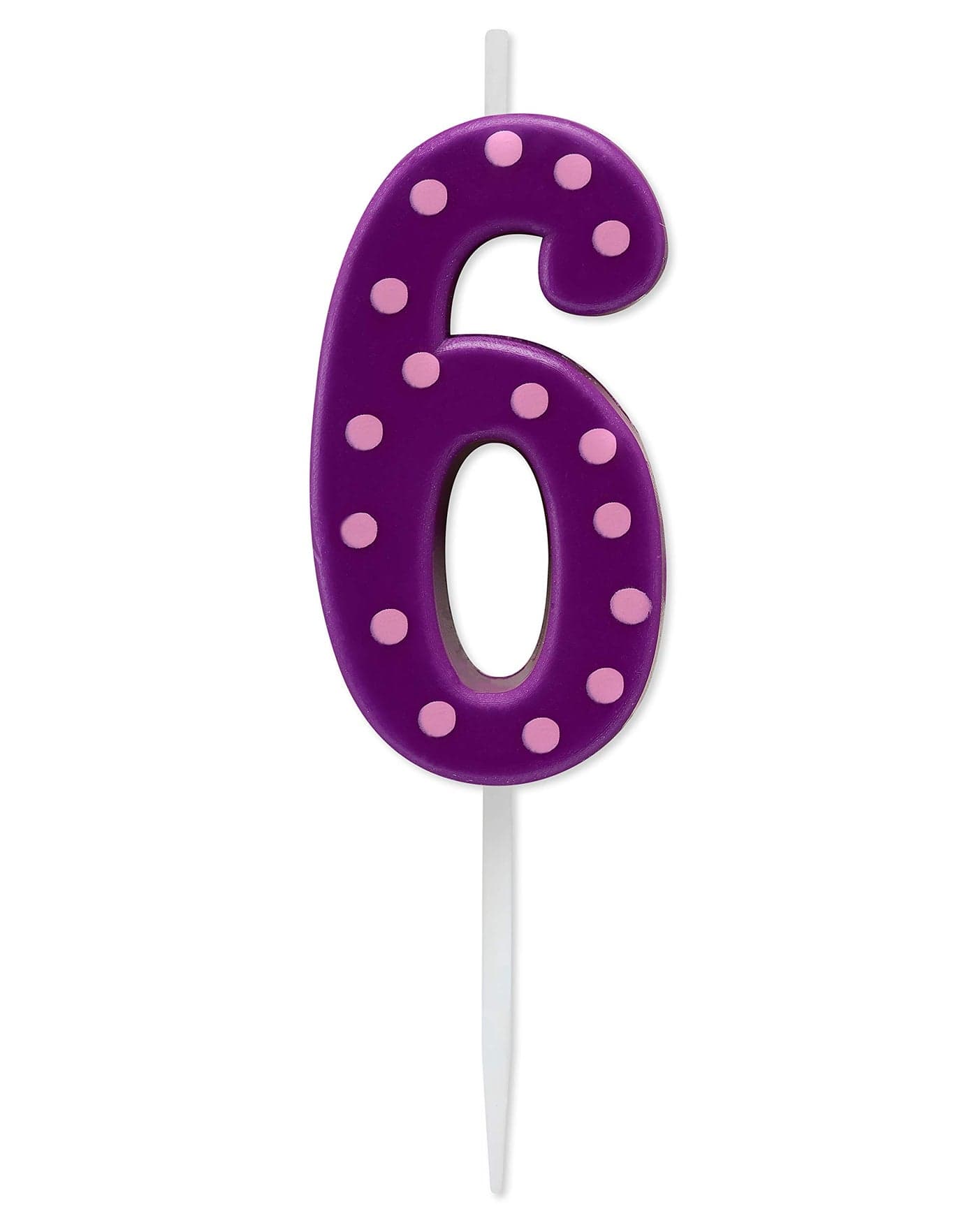 Papyrus Number 6 Birthday Candle Purple Polka Dots 1Count