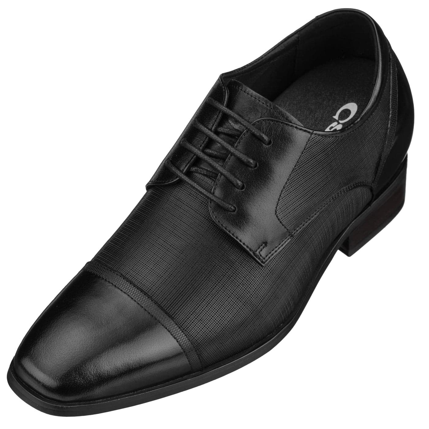CALTO Mens Invisible Height Increasing Elevator Shoes Black Premium Leather Laceup Formal Oxfords 32 Inches Taller Y40552 Size 8 DM US