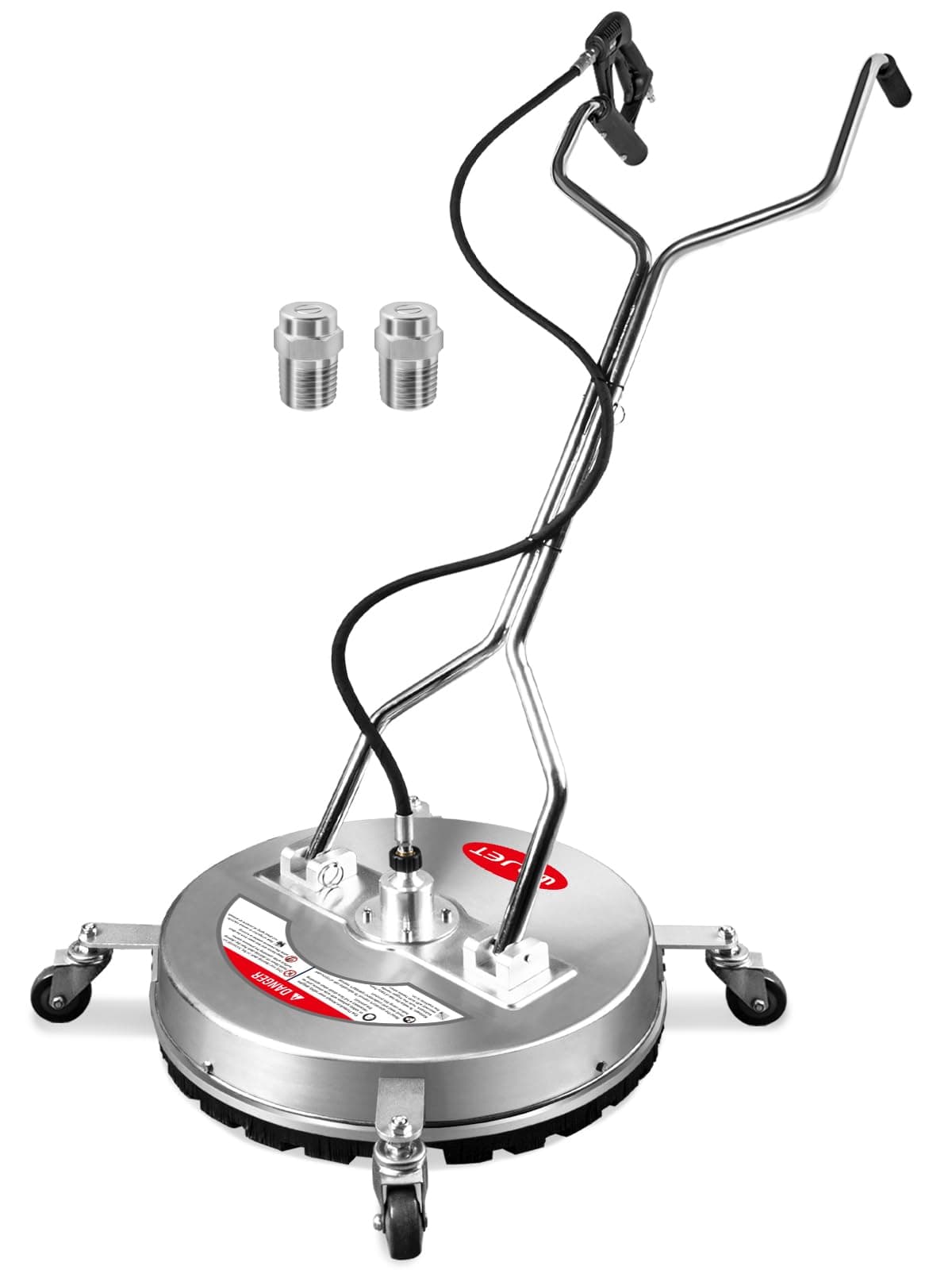 WOJET 22" Pressure Washer Surface Cleaner with 4 Wheels & Dual Handles & 3 Nozzles, 4500PSI 6GPM Stainless Steel Pressure Washer Attachment for Concrete Driveway Sidewalk Deck Patio, Commercial Grade