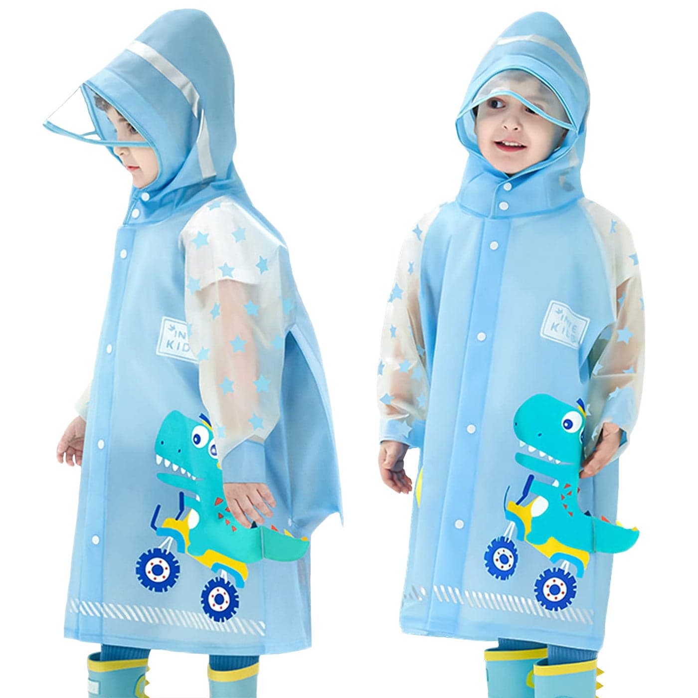 Fewlby Kids Raincoats For Girls Boys Waterproof Rain Jacket Cartoon Dinosaur Children Toddler Rain Wear Children Rain Poncho L Size 56 Years