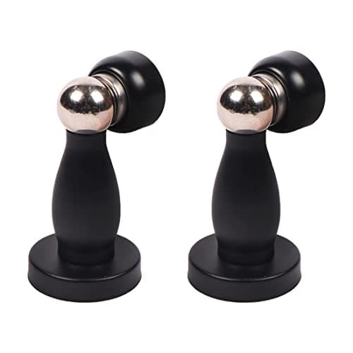 Klaxon Galaxy Stainless Steel Magnetic Door Stopper Catcher with Screw Fitting - Black & Gold - (Pack of 2)