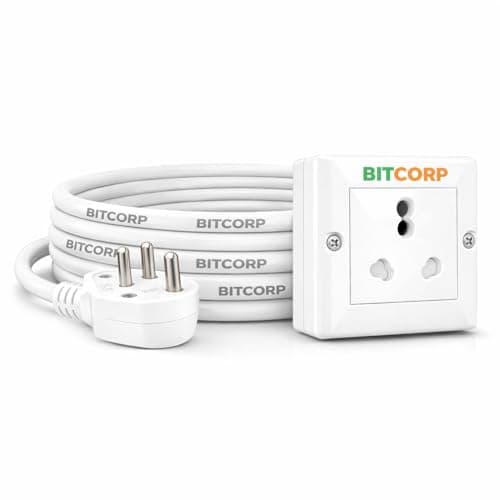 BITCORP 16A to 6A Power Extension Board Converter with 1 Socket, 2500W, 10 Meter 1.5mm Electric Cord for AC, Refrigerator, EV Charger, Water Heater