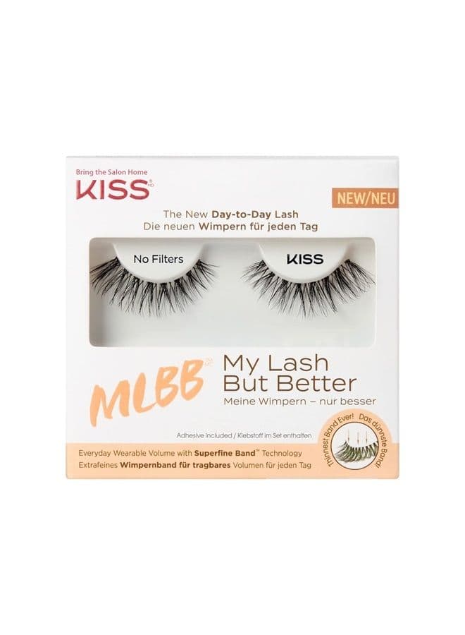 MLBB My Lash But Better False Eyelashes, Everyday Wearable Volume with Superfine Band Technology, Easy To Apply, Reusable, Cruelty-Free, Contact Lens Friendly, Style 'No Filters', 1 Pair Fake Eye