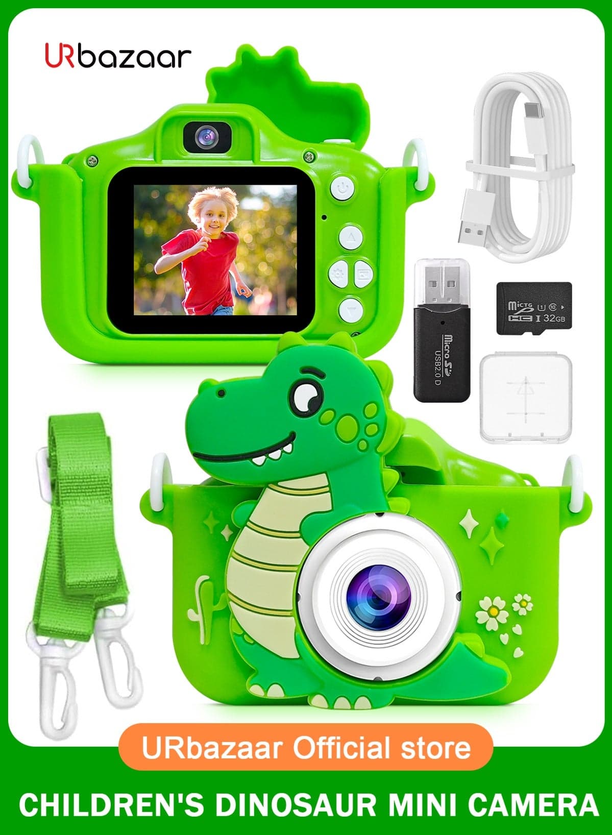 Kids Camera Toys for 3-8 Year Old Girls Boys,Children Digital Video Camcorder Camera with Cartoon Soft Cover, Best Chritmas Birthday Festival Gift for Kids - 32G SD Card Included