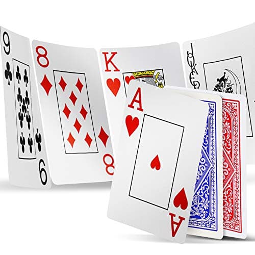 INTEGEAR Playing Cards 2 Decks Waterproof Plastic Poker Cards for Texas Holdem Poker Go Fish and More Card Games Jumbo Index 25 x 35