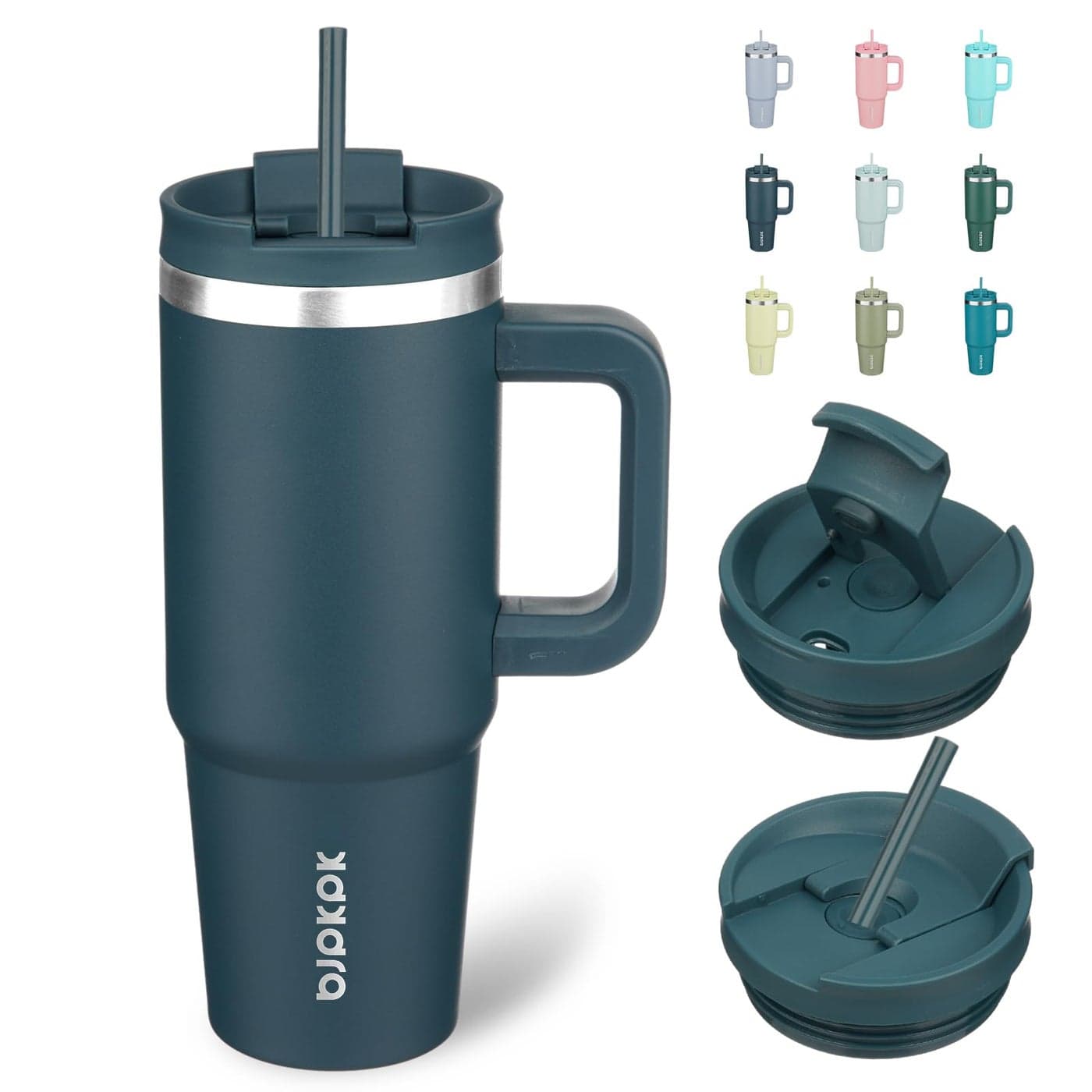 BJPKPK 30 oz Tumbler With Handle Insulated Tumblers With Lid And Straw Stainless Steel Thermal CupNavy Blue