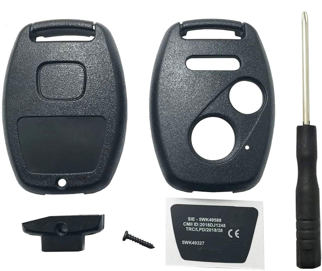 Horande No Cutting Replacement Key Fob Cover Case fit for Honda Civic 20082013 CRV Accord Pilot Fit Odyssey Ridgeline CRZ Keyless Entry Key Fob Shell
