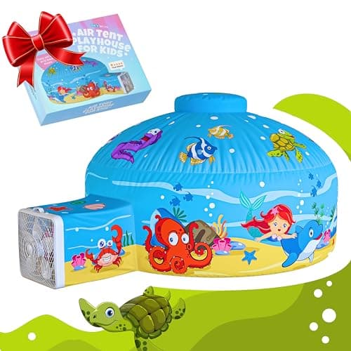 Skywin Air Tent for Kids 77 x 50 Builds in 30 Sec Toddler Tents Indoor for Imaginative Play Spacious Kids Forts Indoor Playhouse for Boys Girls Ages 314 Fan Not Incl Ocean Bubble