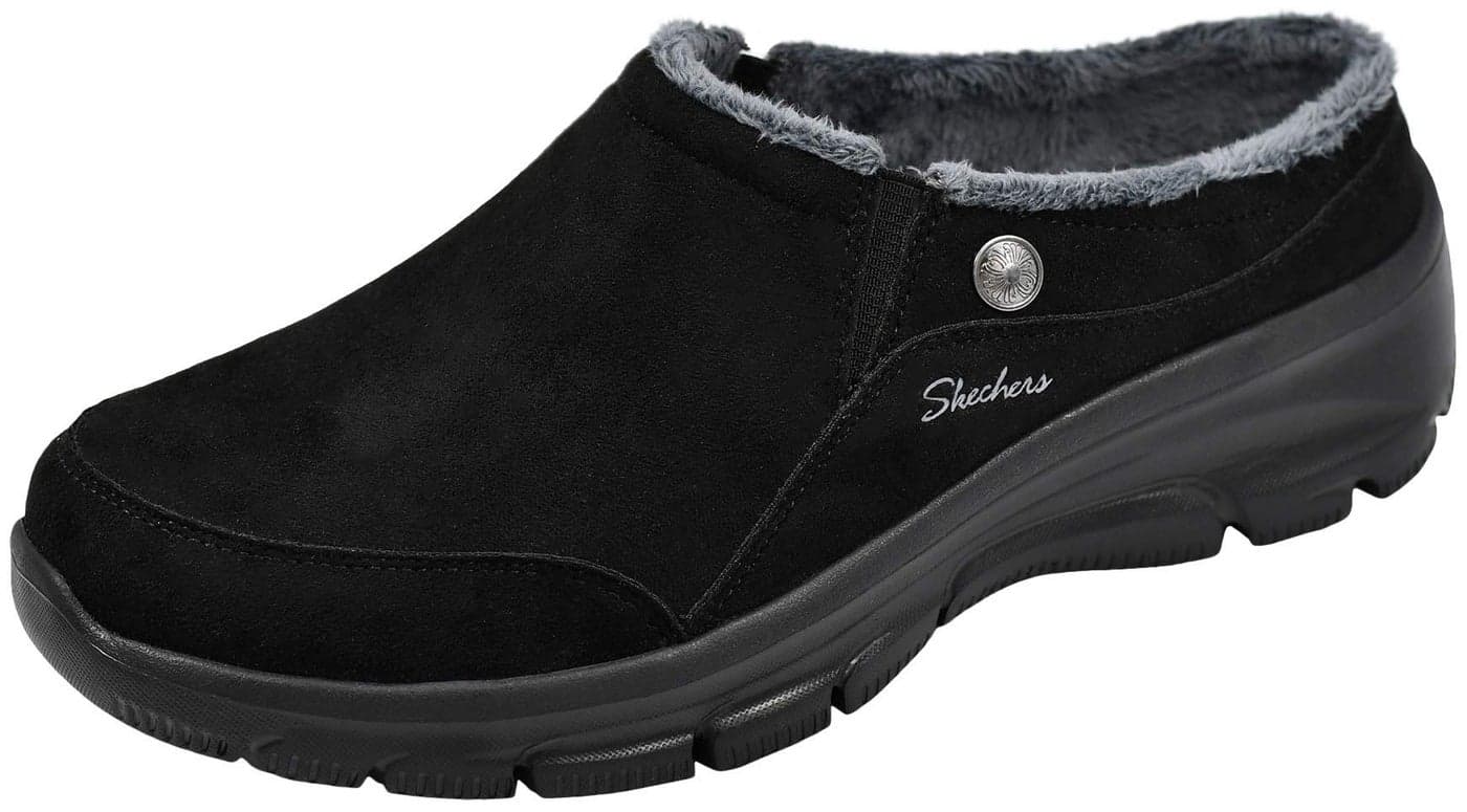 Skechers Women's Easy Going - Latte Mule, Black/Grey, 7 M US