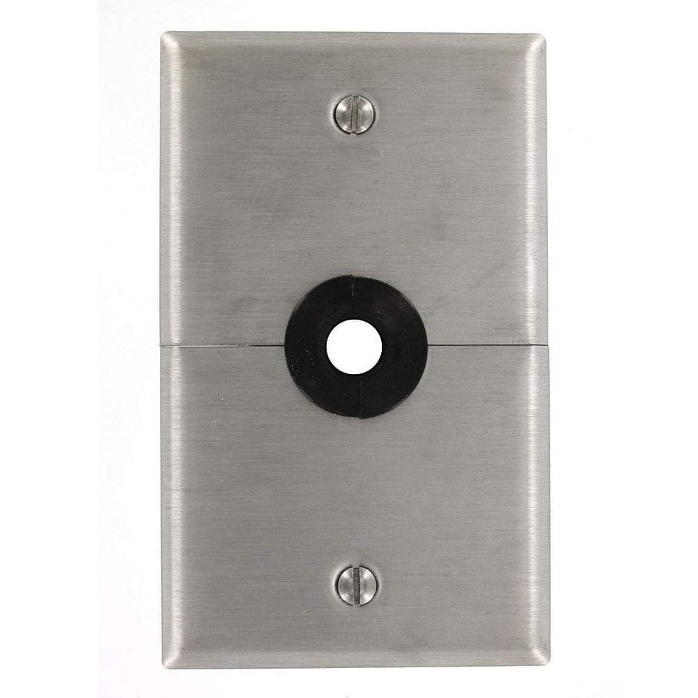 Leviton 1Gang 625Inch Hole Device TelephoneCable Wallplate Box Mount Horizontal Split Plate Stainless Steel S751N
