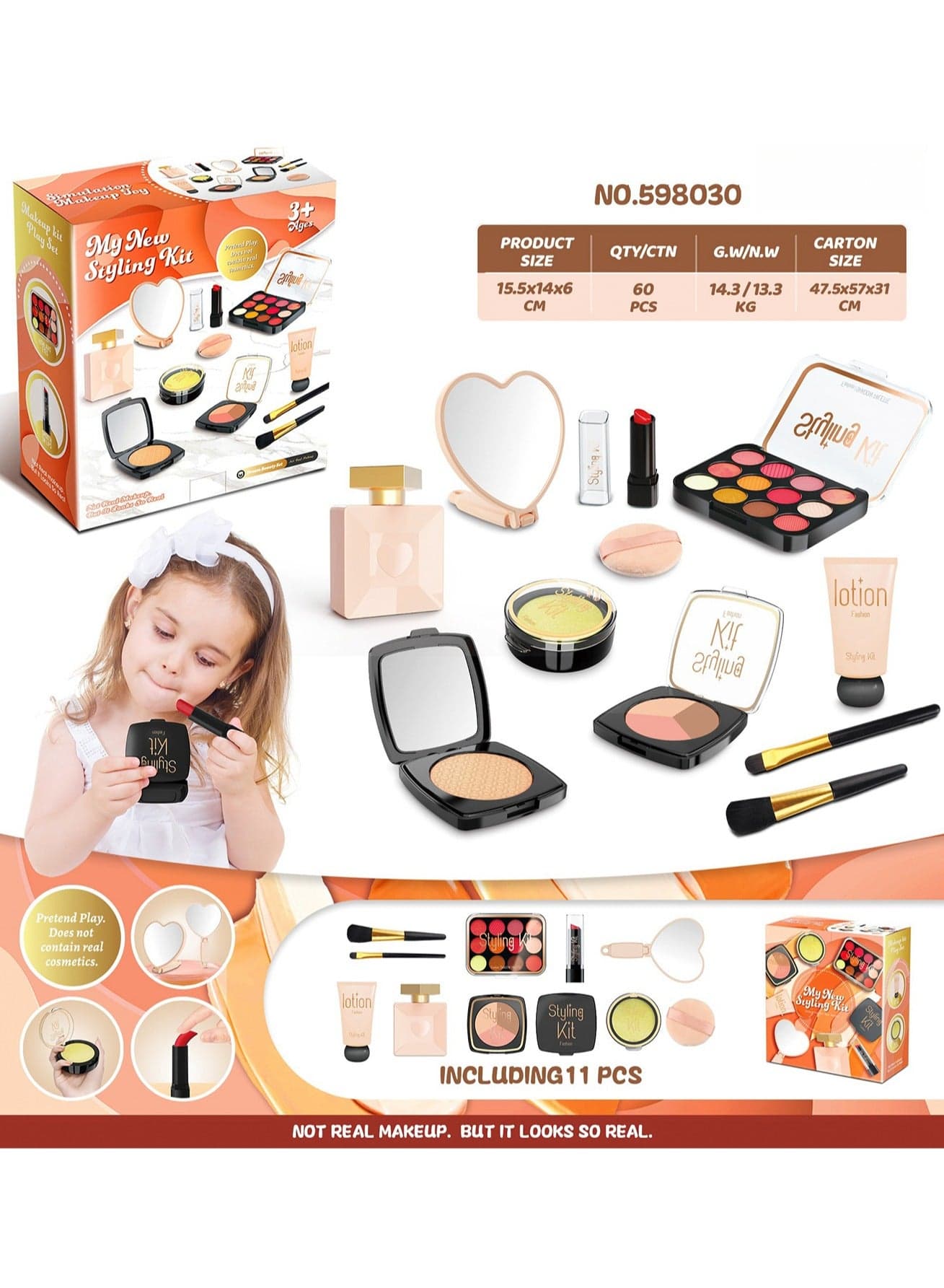 Girls Makeup Set, Pretend Makeup Toys for Toddlers, Makeup Toy Set with Lipstick, Eyeshadow, DIY Accessories, Makeup Toys for Kids, Toddlers and Dress Up Fun, No Smudge (Black)