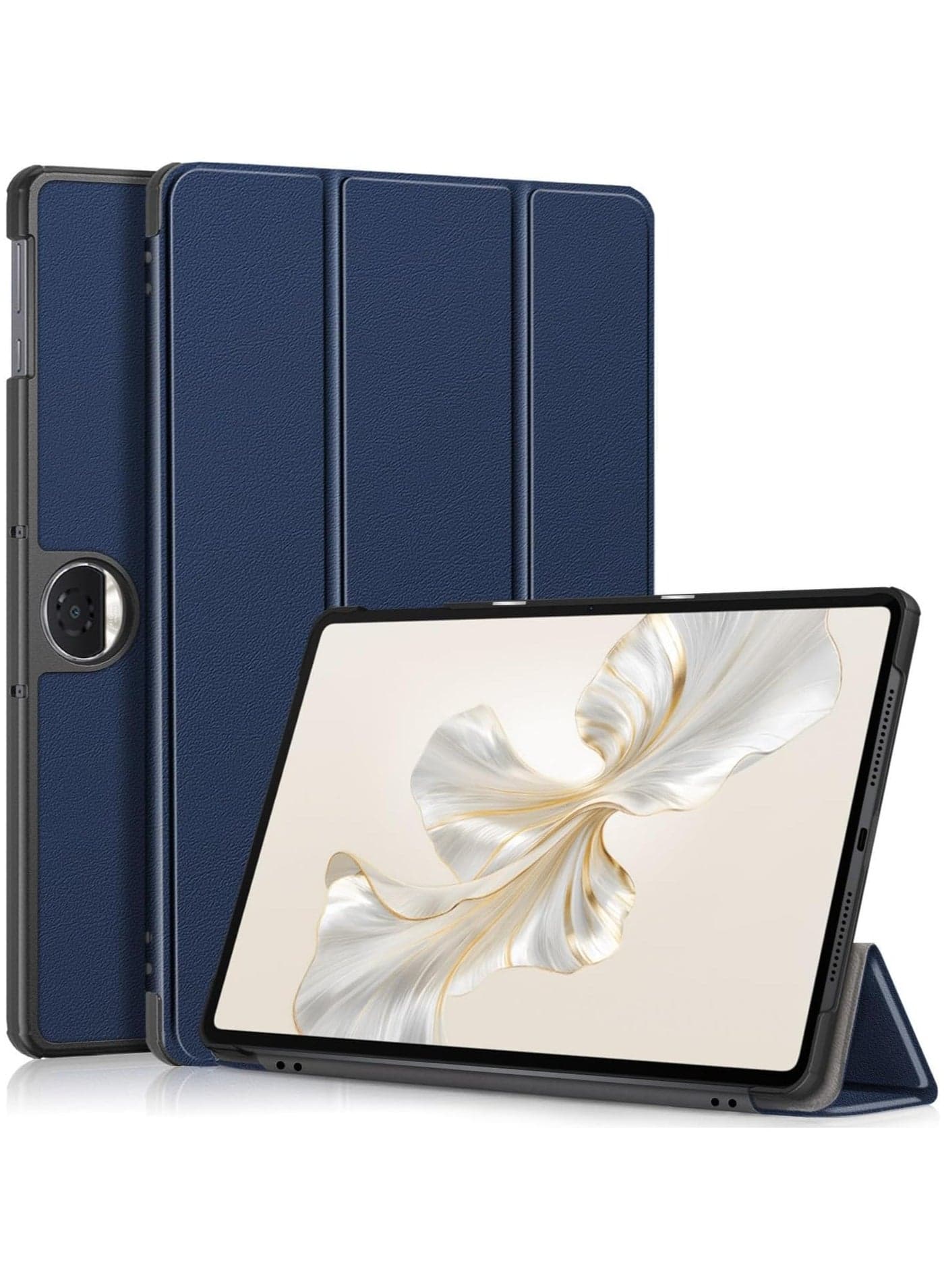 Compatible with Honor Pad 9 12.1inch 2024 Tri-Folding Stand Magnetic Smart Folio Cover for Honor Pad 9 Leather Case (Dark Blue)