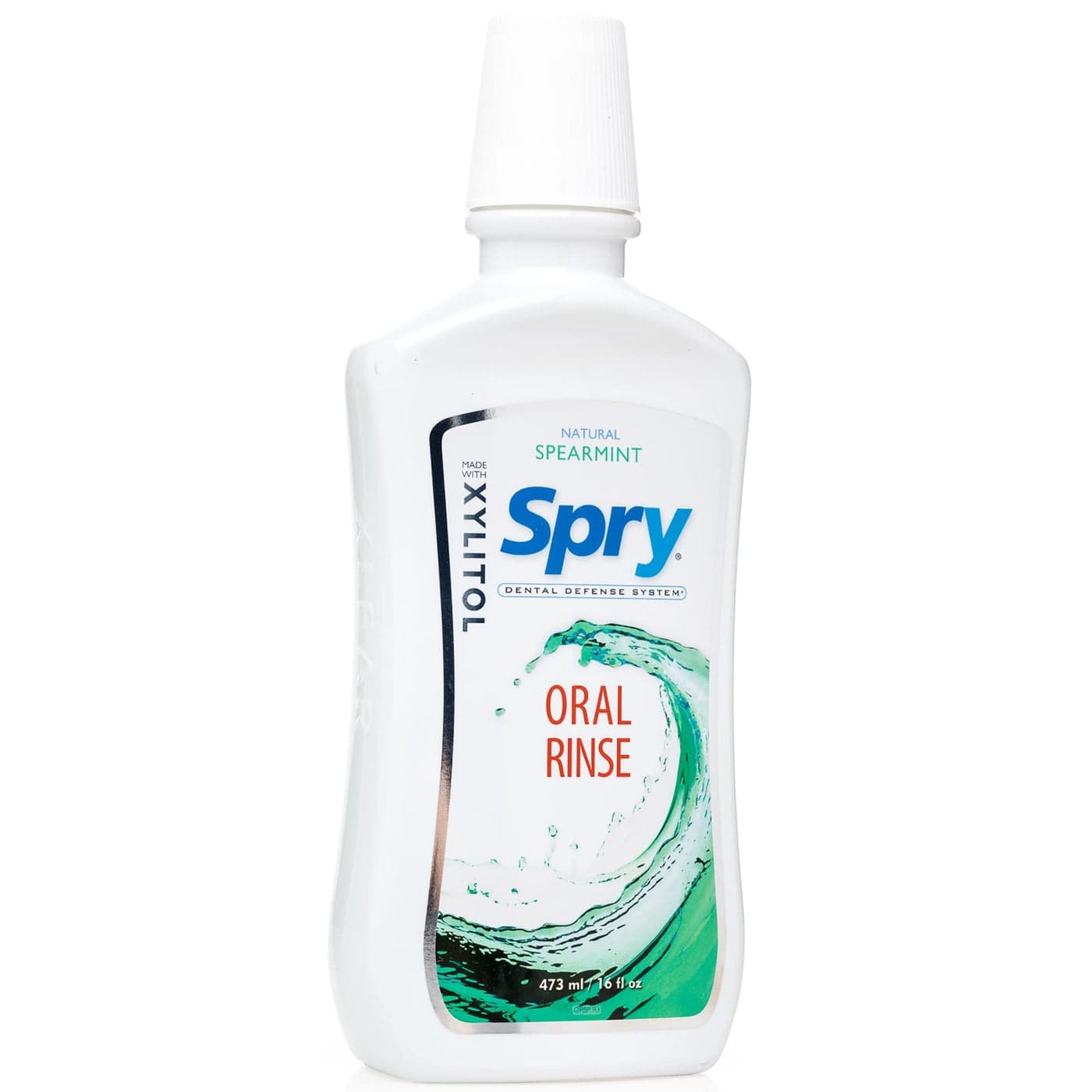 Spry Natural Xylitol Mouthwash Fluoride Free with Enamel Support Gentle Alcohol Oral Rinse NonGMO Spearmint 16 fl oz Pack of 1