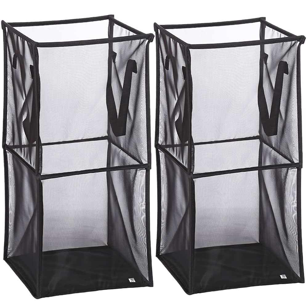 RAJA DHIRAJ Laundry Hamper Bag with Handles DoubleLayer Collapsible Laundry Basket Foldable Dirty Clothes Mesh Popup Hamper for Washing Storage Kids Room Dorm or Travel PACK OF 2