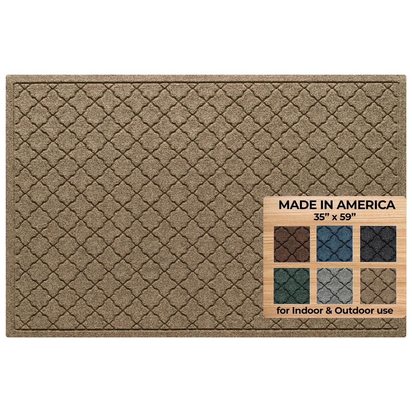 WaterHog Heavy Duty Doorway Mat 3 x 5 Made in USA Durable SkidResistant Entryway Mat WaterTrapping IndoorOutdoor Decorative Floor Covering Cordova Collection KhakiCamel