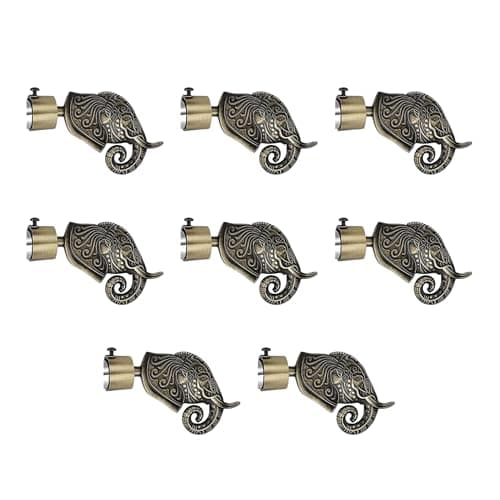 GLOXY ENTERPRISE Aluminium Antique Finish Printed Rod Pocket Semi Sheer Curtain Brackets Parda Holder / Printed Curtain Holders And 1 Inch Rod Support Fittings (Pair Of 4),Multicolor