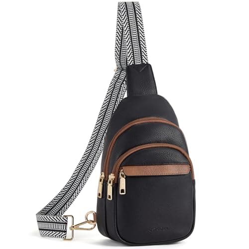 BOSTANTEN Small Sling Bag for Women Leather Crossbody Bags Fanny Pack Chest Bag for Travel, Black