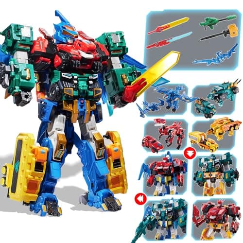 QUANTUM HEROES DINOSTER 4 in 1 Transforming Robot Mega Robot Metatron 1614 Inch Chariot Childrens Robot Toy Transforming Toy for Boys and Girls 5 6 7 8 9 10 Years Old Multicoloured