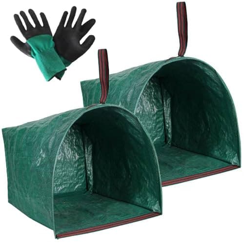 72 Gallon Garden Bags for Debris,2-Pack Yard Waste Bags,Large Dustpan-Type Lawn Bags with Gardening Gloves, Leaf Bags for Yard Debris,Grass Clippings,Collapsible Trash Can for Parties,Laundry,Camping