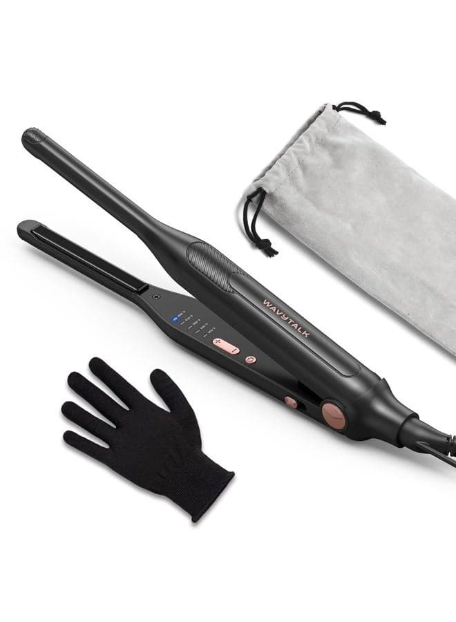 Wavytalk 3/10" Small Flat Iron, Pencil Flat Iron for Short Hair, Pixie Cut and Bangs, Curling Iron for Short Hair, Mini Hair Straightener for Edges with Anti-Pinch Design, Tiny Hair Straightener