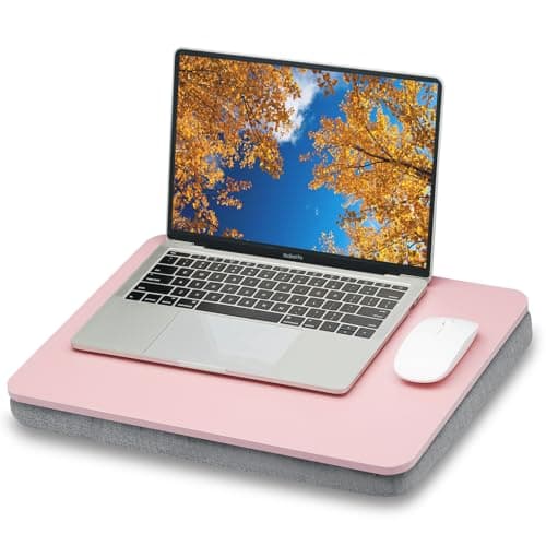 ZEAPTAC Lap Desk with Pillow Cushion Portable Bed Desk Fits up to 156 inch Laptop Lap Stand for Bed Couch Carpet BookTabletDrawing Board Stand Pink