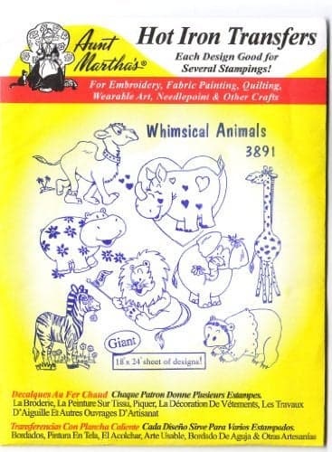 Whimsical Animals Aunt Marthas Hot Iron Embroidery Transfer