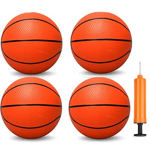 6 INCH PVC Mini Basketball Toys for Indoor Over Door Hoops Soft 6 Small Balls Rubber for Pool Beach Yard Lawn Outdoor Classroom Little Playgound Ball for Kids Boys Girls 4PCS with Air Pump