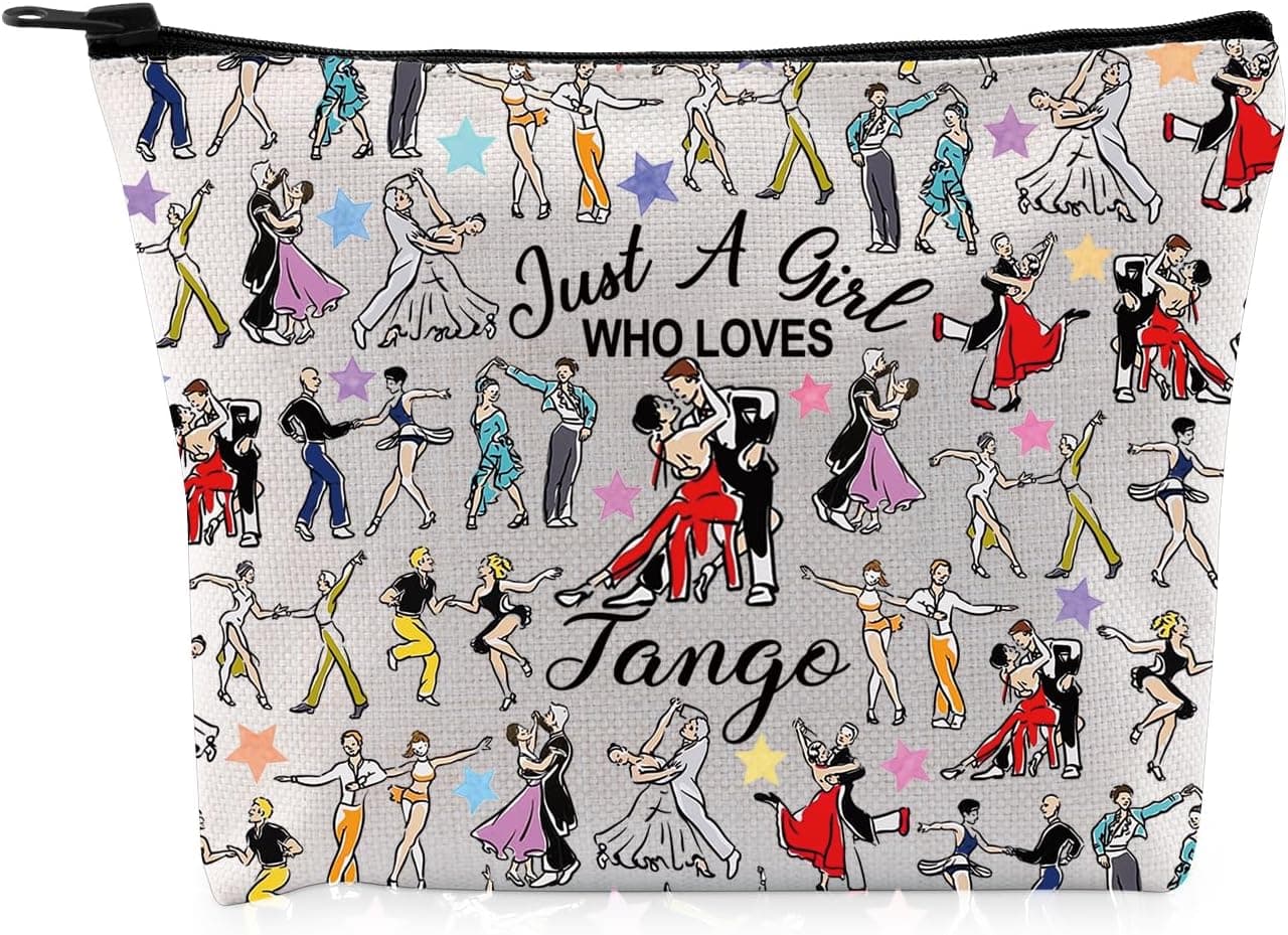 G2TUP Tango Lover Gift Who Loves Tango Makeup Bag Tango Fan Cosmetic Bag Tango Dancer Zipper Pouch Bag (Who Loves Tango MB)
