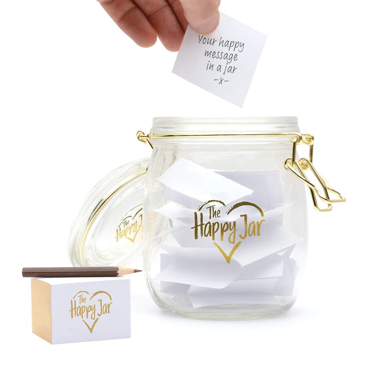 CKB LTD The Happy Jar Glass Jar A Year of Happiness and Daily Positivity Novelty Joyful Memories Keepsake Thoughtful Gift Unique Present