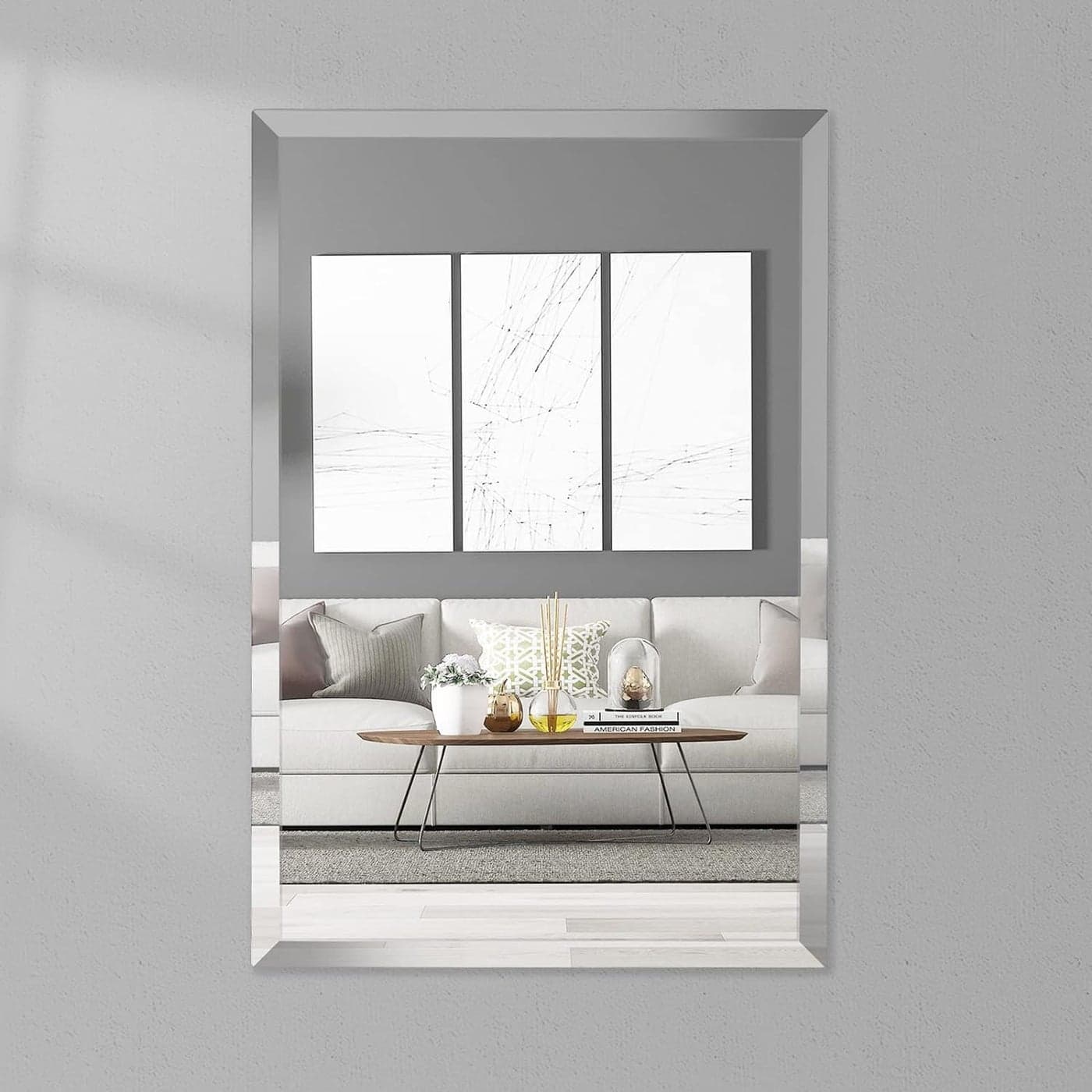 SEVEN HORSES Frameless Bevelled Wall Mirror for Dressing,Bedroom,Bathroom, Living Room,Entrance and Makeup Mirror (12 inches X 18 inches) (Rectangular)