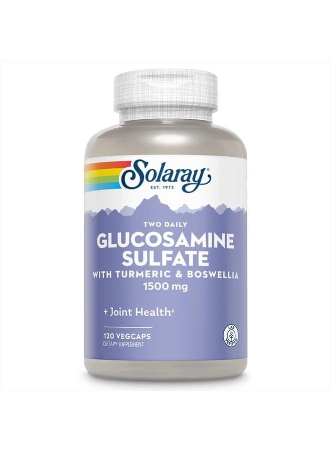 Glucosamine Sulfate 1500mg, Healthy Joint Support Supplement, Powerful Connective Tissue and Joint Health Formula with Turmeric & Boswellia, 60-Day Money Back Guarantee, 60 Serv, 120 VegCaps