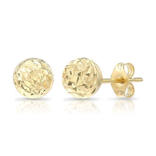 14k Yellow Gold Diamond-cut Ball Stud Earrings (6MM)