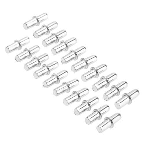 Mgoodoo 20pcs Cabinet Wardrobe Shelf Support Pins Studs Pegs Silver Tone (5mm x19mm)