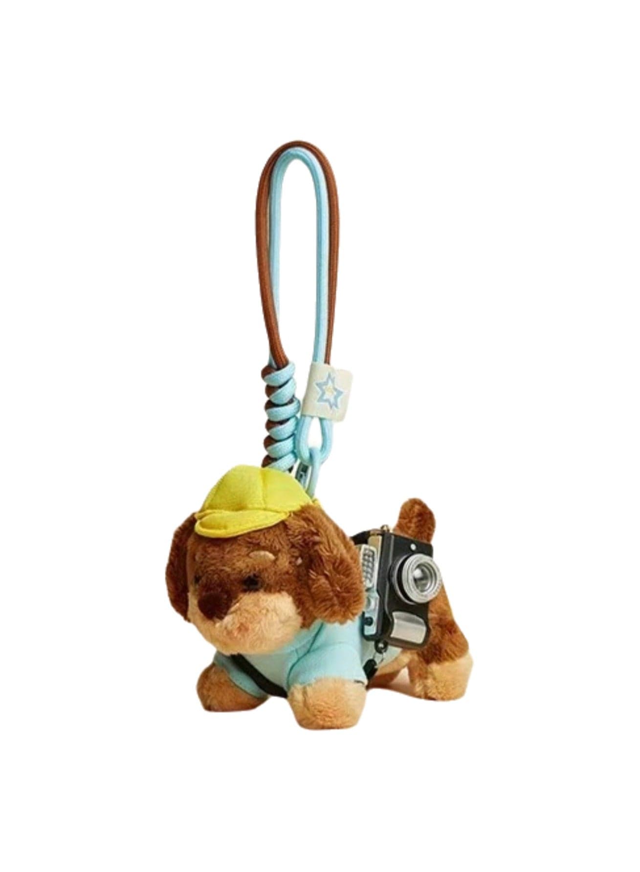 Cute Puppy Plush Pendant, Niche Hamburger Sausage Dog Plush Keychain, Creative Bag Decoration Pendant (Traveler Dachshund - Brown Camera)