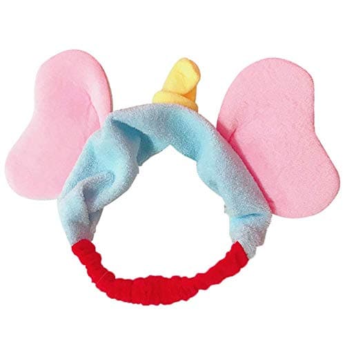 2 Pcs Makeup Headbands Lovely Elephant Ear Hair Band Soft Elastic Makeup Head Wrap Beauty Tool for Shower Face Washing Facial Mask Spa