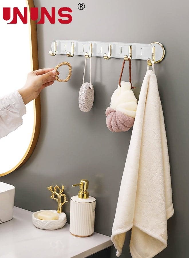 Coat Rack Wall Mount,Wall Coat Rack With 6 Hooks,Row Hook Hanger,Hat Rack,Hat Racks For Baseball Caps,Towel Hooks,Jacket Hanger,Hooks For Bedroom Entrance Kitchen Bathroom,Bag/Key/Medals Shelf,White