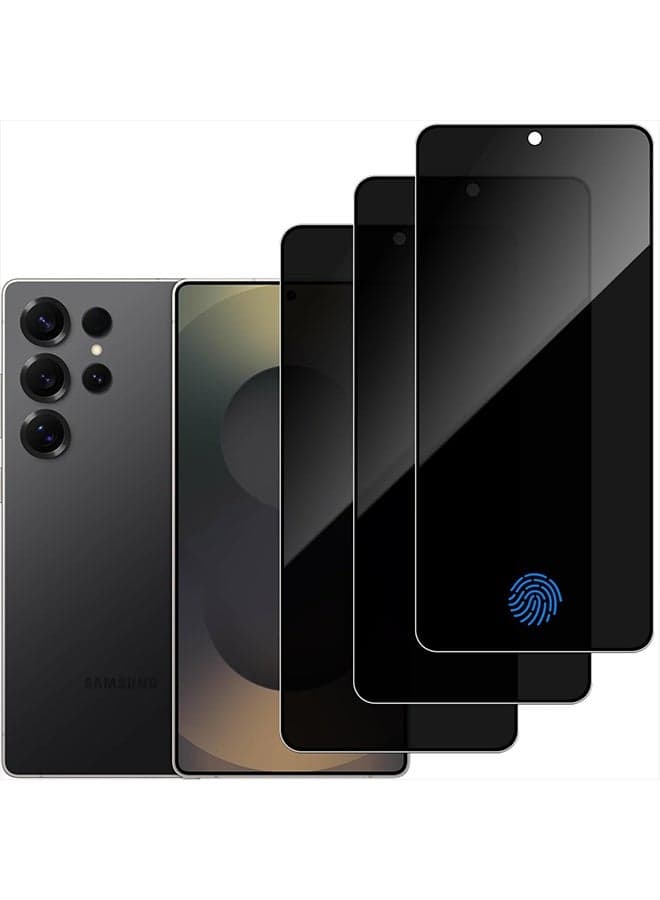 3Pack Samsung Galaxy S25 Ultra Privacy Screen Protector Support Fingerprint Unlock Supported Easy Installation Anti-Spy u0026 Privacy Protection Anti-Fingerprint u0026 Bubble Free, 9H Tempered Glass ,for Samsung Galaxy S25 Ultra Case Friendly ,Black Clear