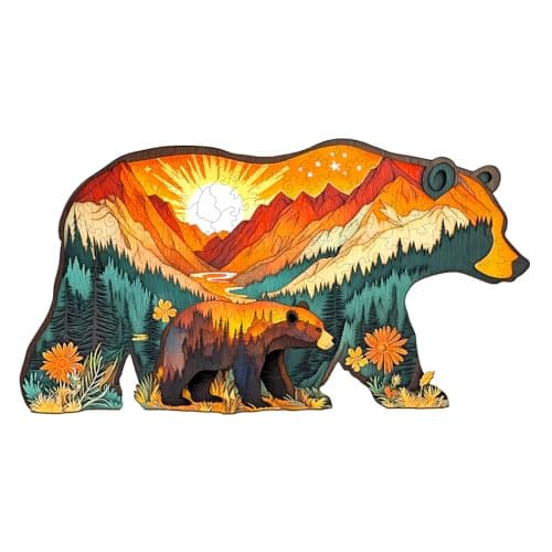 Wooden Puzzles for Adults Bears in The Forest Wooden Jigsaw Puzzle Unique Animal Shaped Wood Puzzles Adult Christmas Birthday Gifts for FriendsFamily Home Decor 154 82in 205pcs