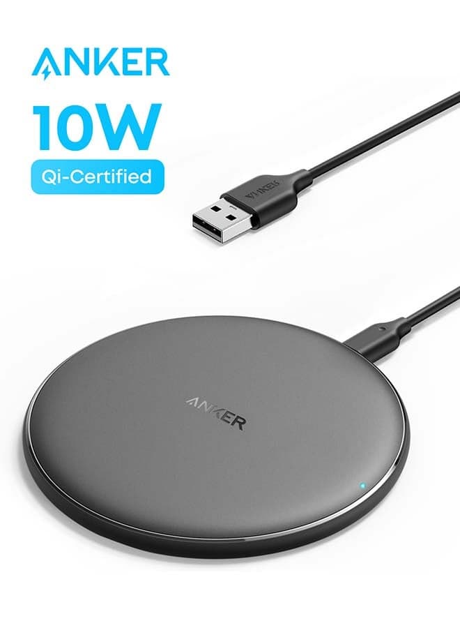 Wireless Charger, PowerWave Pad for Samsung, Qi-Certified 10W Max for iPhone 16/15/14/13/SE, 2020/AirPods/Galaxy S20 (No AC Adapter, Not Compatible with MagSafe Magnetic Charging) Black