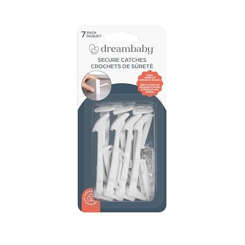 Dreambaby Secure Latches for Drawers and Cabinets 7 Pack Child Proofing Baby Safety Locks for Inside Drawer