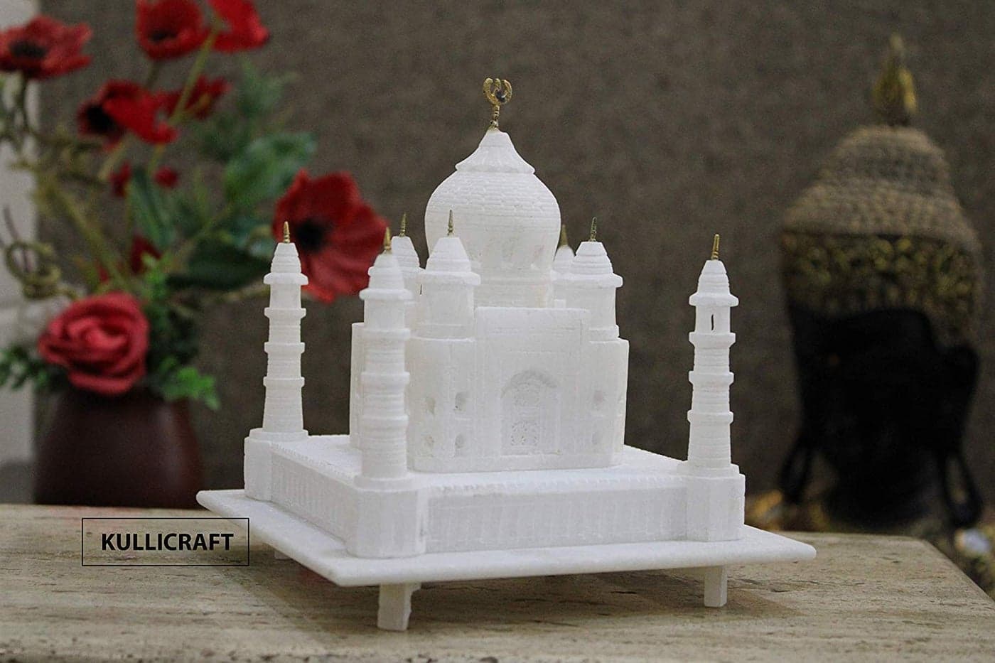 KC KULLICRAFT Handmade White Marble Miniature Taj Mahal Showpiece | Elegant Souvenir for Home Decoration | Gift for Anniversary, Housewarming & Travel Memory (9 Inch)