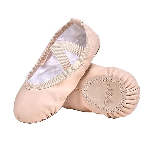 Stelle Ballet Shoes for Girls Toddler Ballet Slippers Soft Leather Boys Dance Shoes for Toddler/Little Kid/Big Kid (Ballet Pink, 6MT)