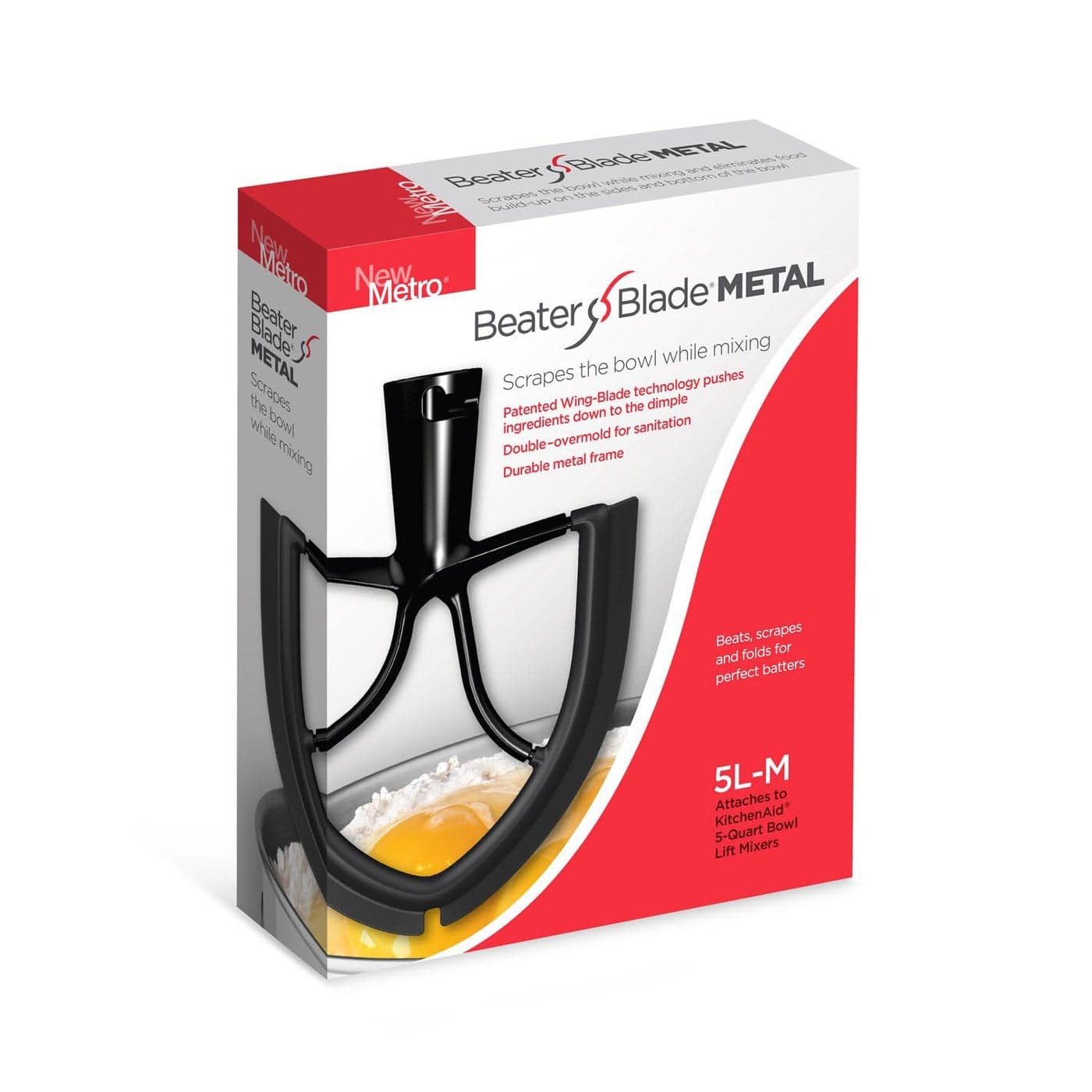 New Metro Design 5LM Beater Blade METAL Compatible With Most KitchenAid 5 Quart BowlLift Stand Mixers Black