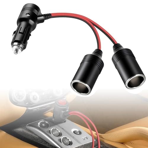 STHIRA® Dual Outlet Car Cigarette Lighter Socket Splitter 12V/24V Car Socket to Plug Adapter Universal Car Plug Socket with Safety Features, Compact Design for Smartphones, GPS, Fans, Cars, Trucks