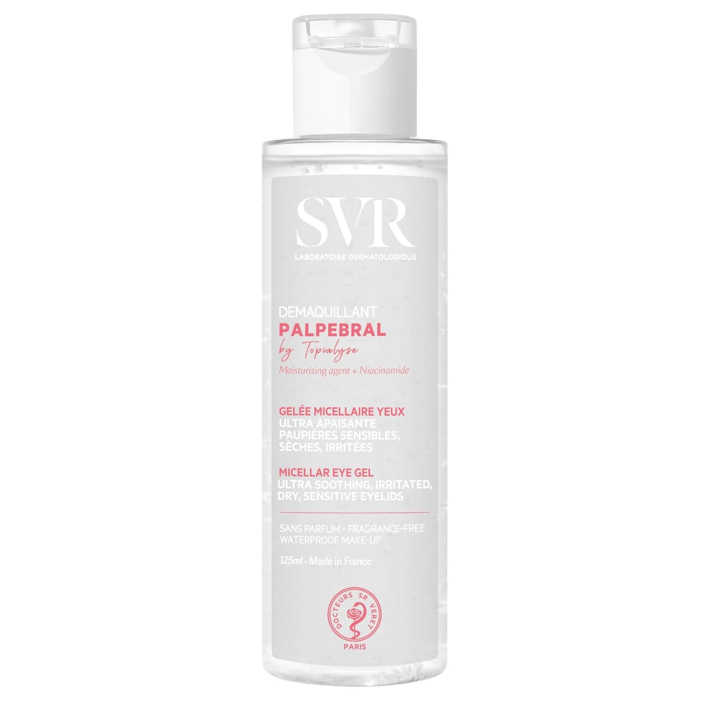 SVR Palpebral Eye Makeup Remover Gel for Very Sensitive Dry Eyelids and Eye Contour FragranceFree Care with Niacinamide to Soothe and Hydrate while Removing Makeup Noncomedogenic 43 floz
